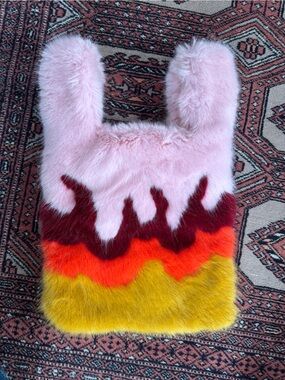 Clio Peppiatt Hestia Faux Fur Shopper Tote Bag  Flame Kawaii Pink Cute